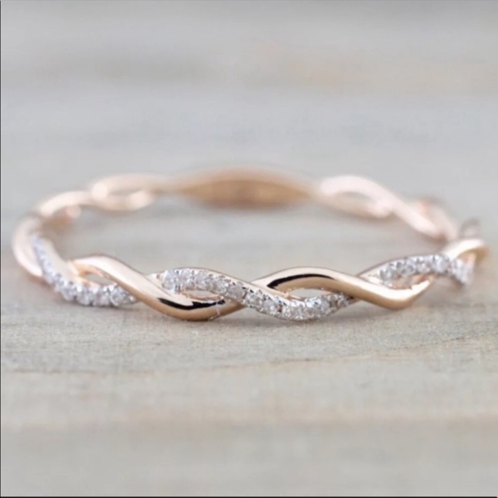 New 18K Rose Gold Twist Halo Ring - Picture 1 of 4